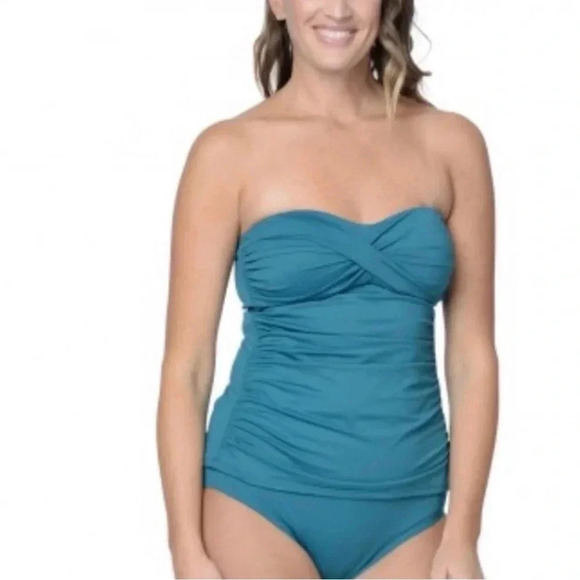 Jantzen Vamp Bandeau Tankini Top and Bikini Bottom Size 12 - Picture 2 of 7